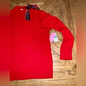 Riley & Rae red sweater with plaid bow embellishment - size large - nwt